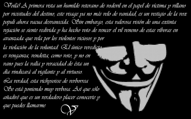 V for Vendetta text and mask