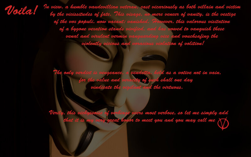 V for Vendetta text and mask