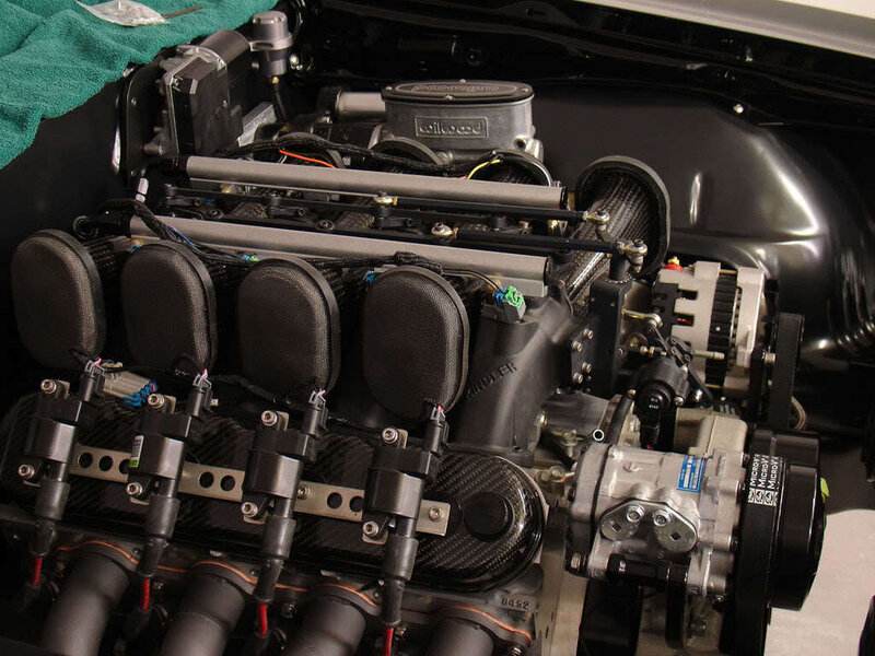 V8 engine with carbon fiber intake
