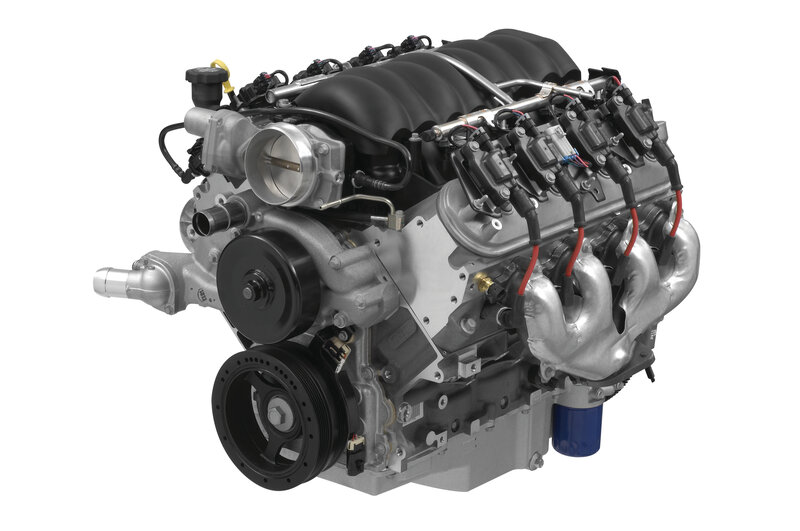 V8 engine with intake and exhaust