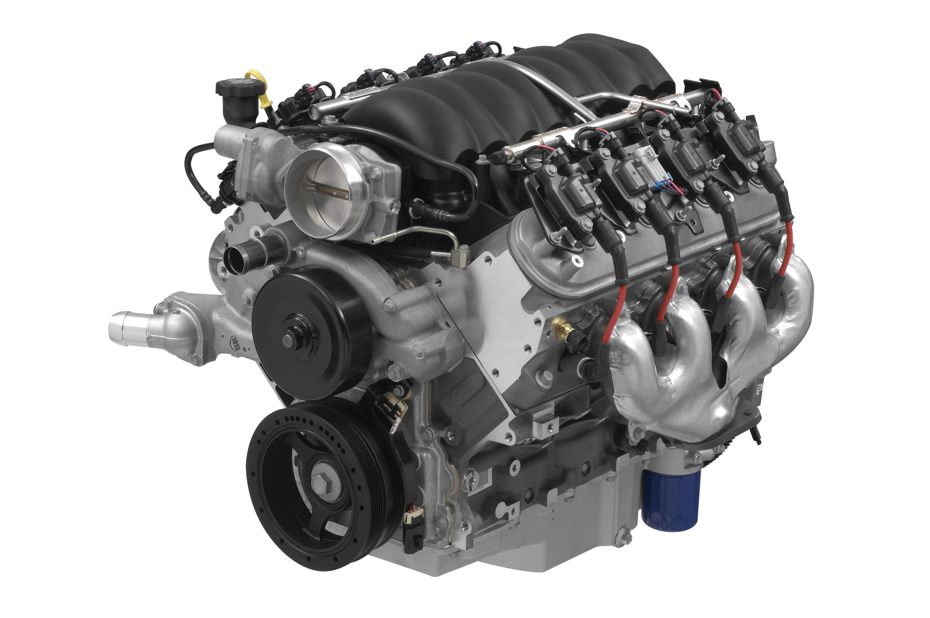 V8 engine with intake and exhaust