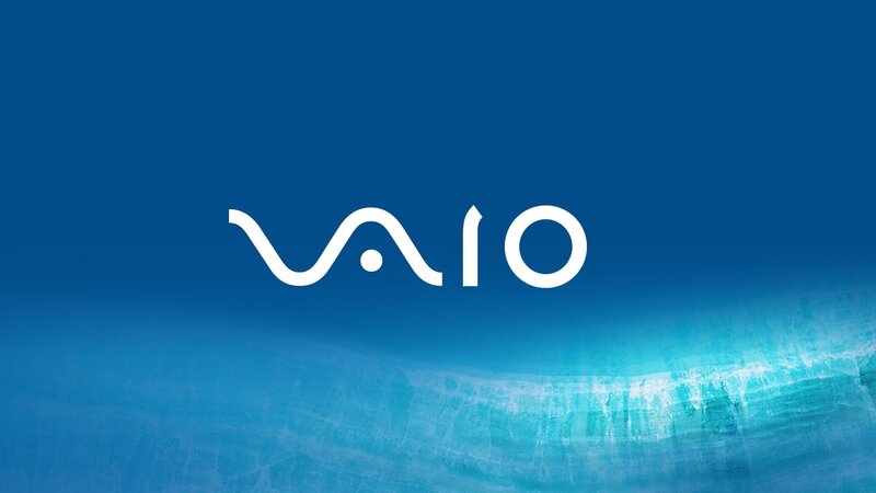 VAIO Logo on Blue Background — Calm, Minimalist