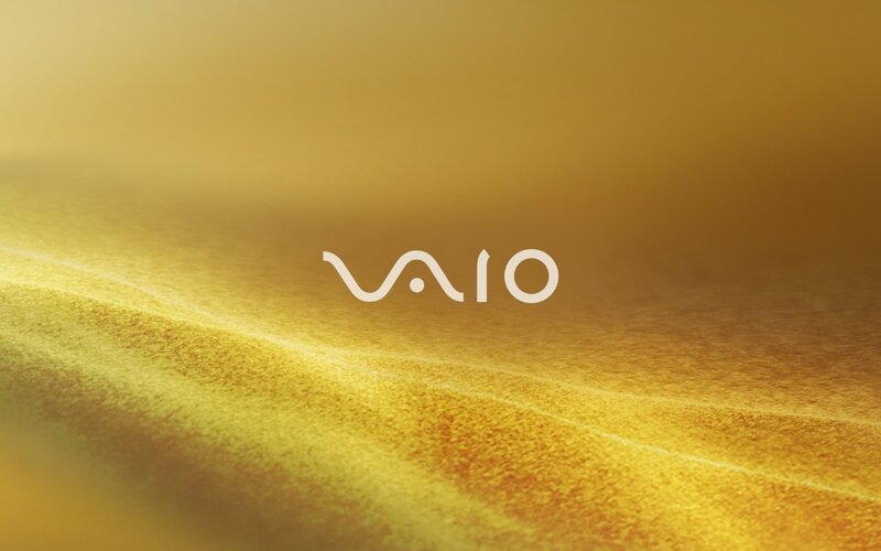 VAIO logo on golden background