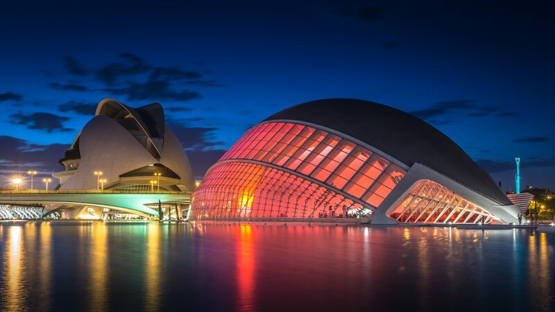 Valencia's City of Arts and Sciences at night