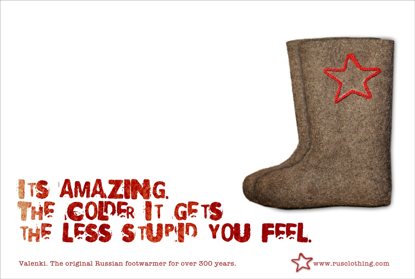 Valenki footwarmer ad