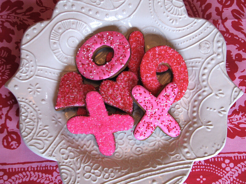 Valentine Cookies on Plate