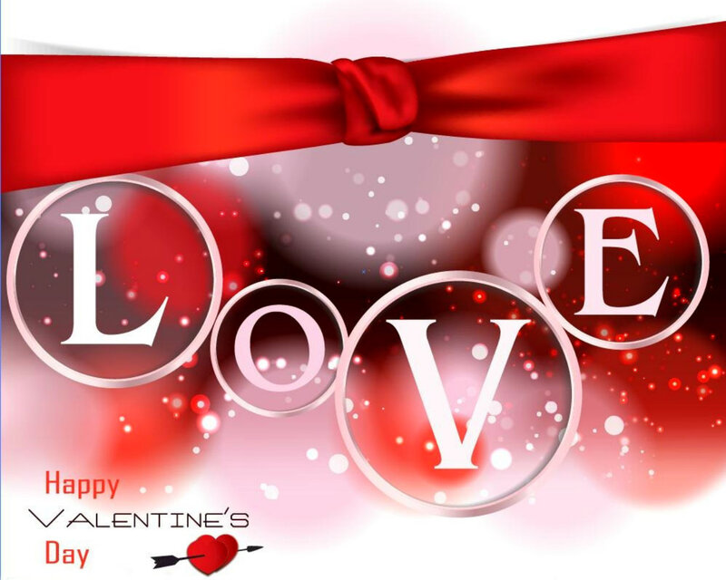 Valentine's Day Card — Red, Festive, Digital Art, Red Ribbon
