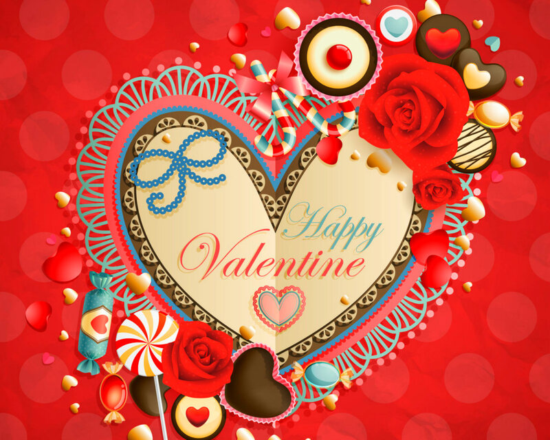 Valentine's Day Card — Red, Festive, Illustration, Roses