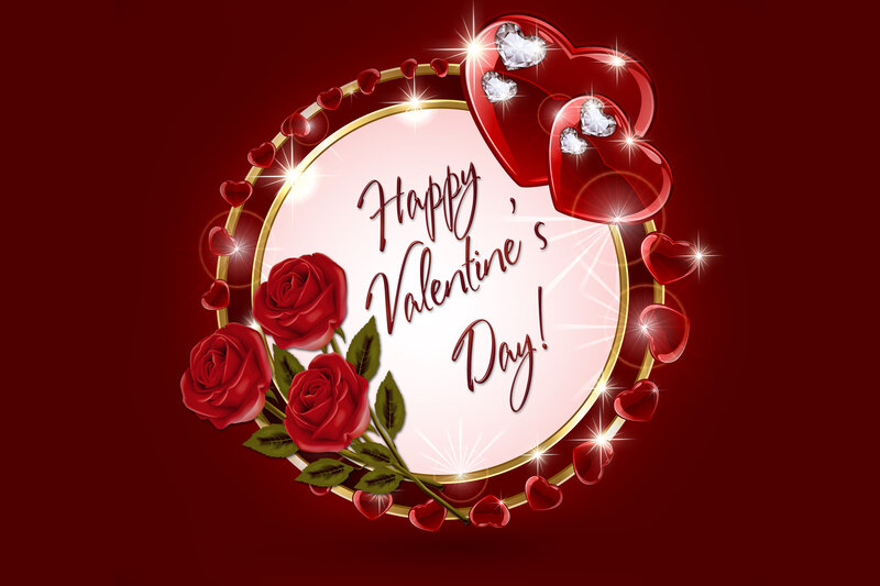 Valentine's Day Card — Red, Romantic, Digital Art, Roses