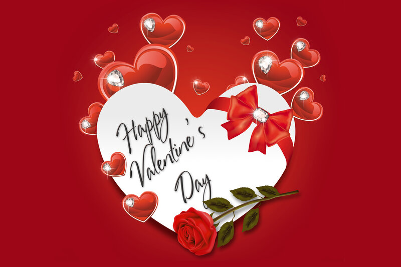 Valentine's Day Card — Red, Romantic, Vector Art, Hearts