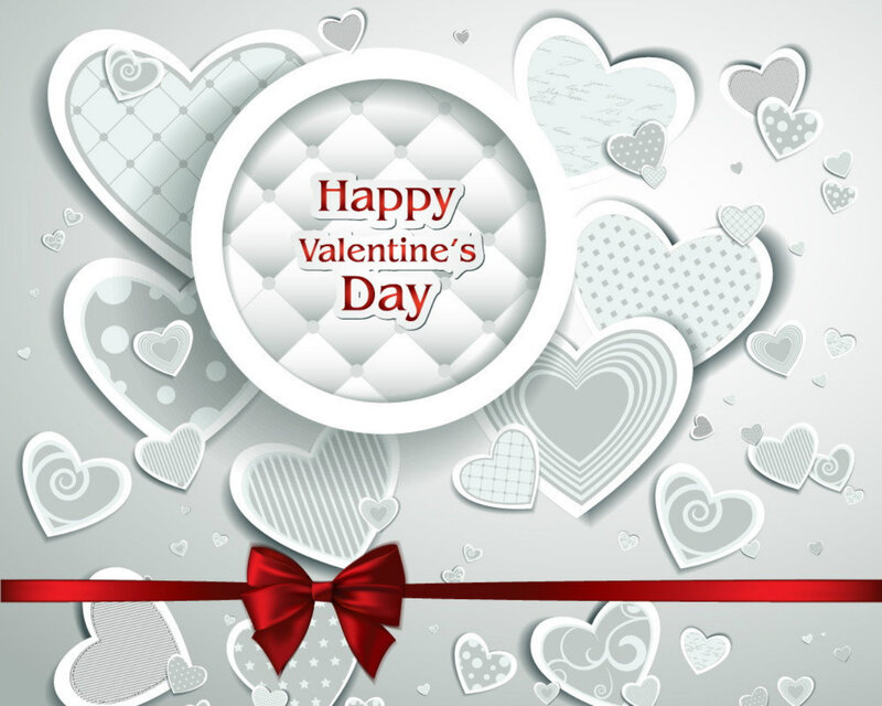 Valentine's Day Card — White, Festive