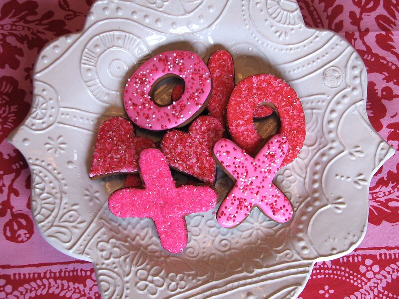 Valentine's Day cookies on a plate