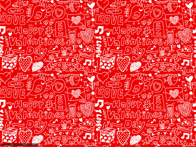 Valentine's Day doodle pattern