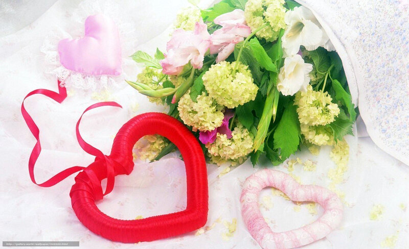 Valentine's Day flowers and hearts
