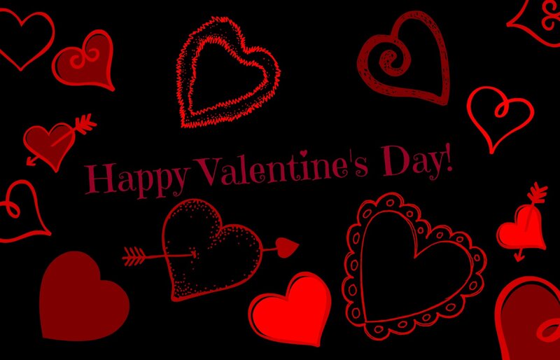 Valentine's Day Hearts — Black, Festive