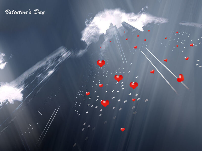 Valentine's Day hearts in sky