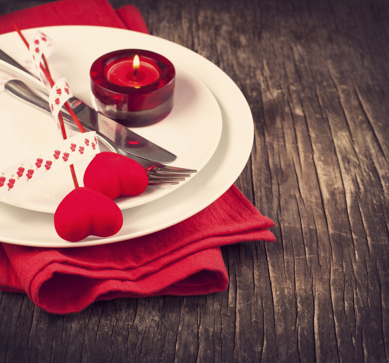 Valentine's Day Table Setting — Red, Romantic, Photograph, Candle