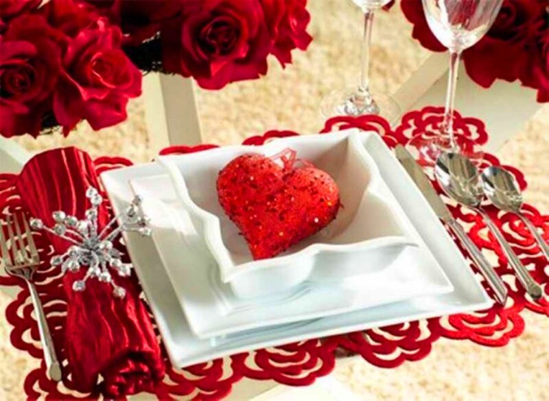 Valentine's Day Table Setting — Red, Romantic, Photograph