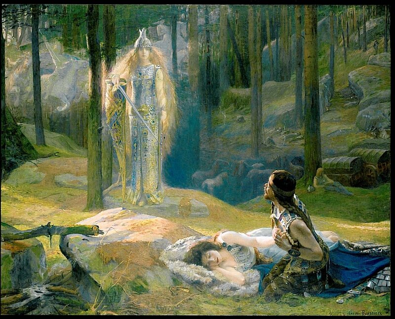 Valkyrie and sleeping warriors