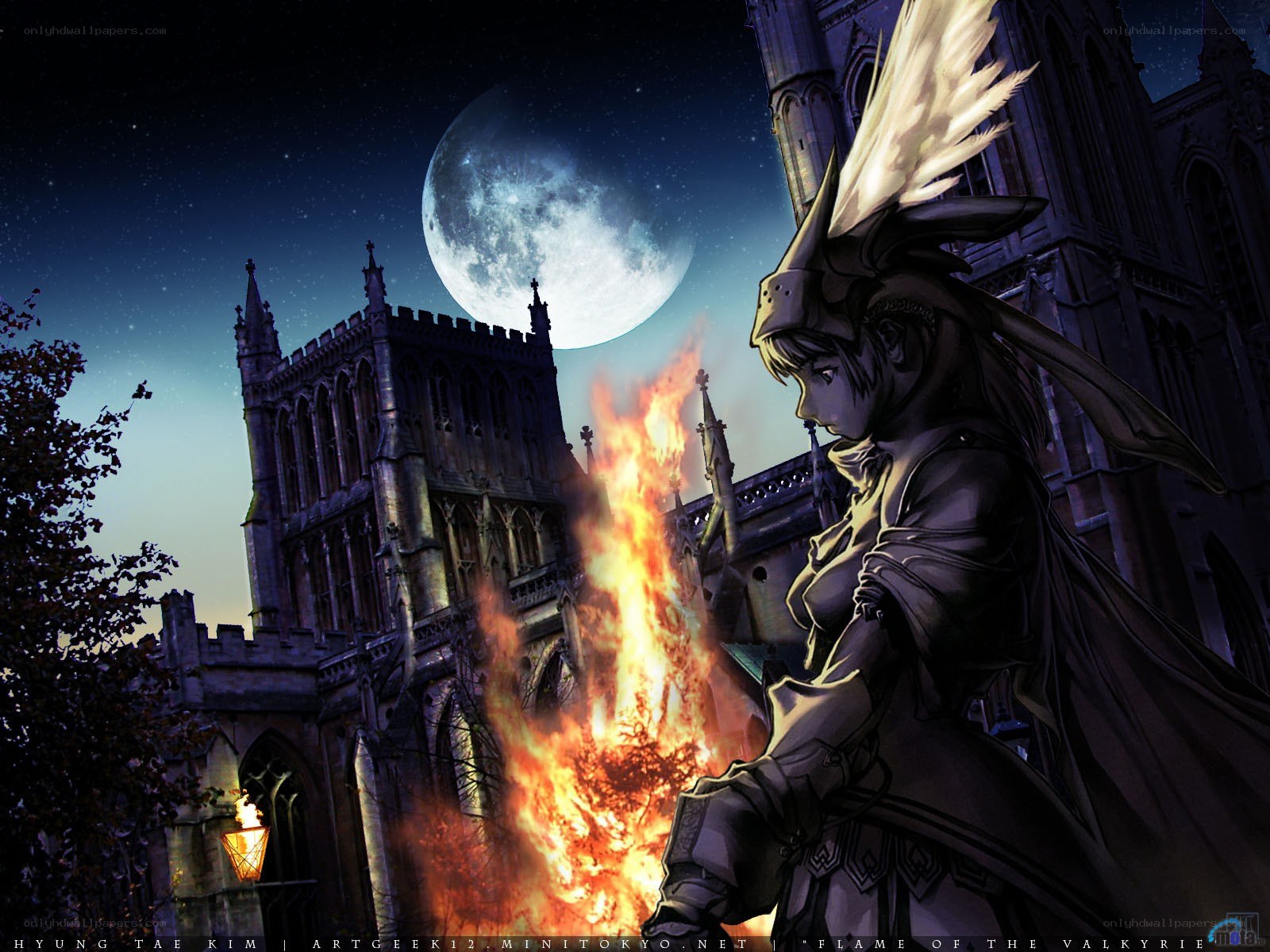 Valkyrie in a burning cathedral