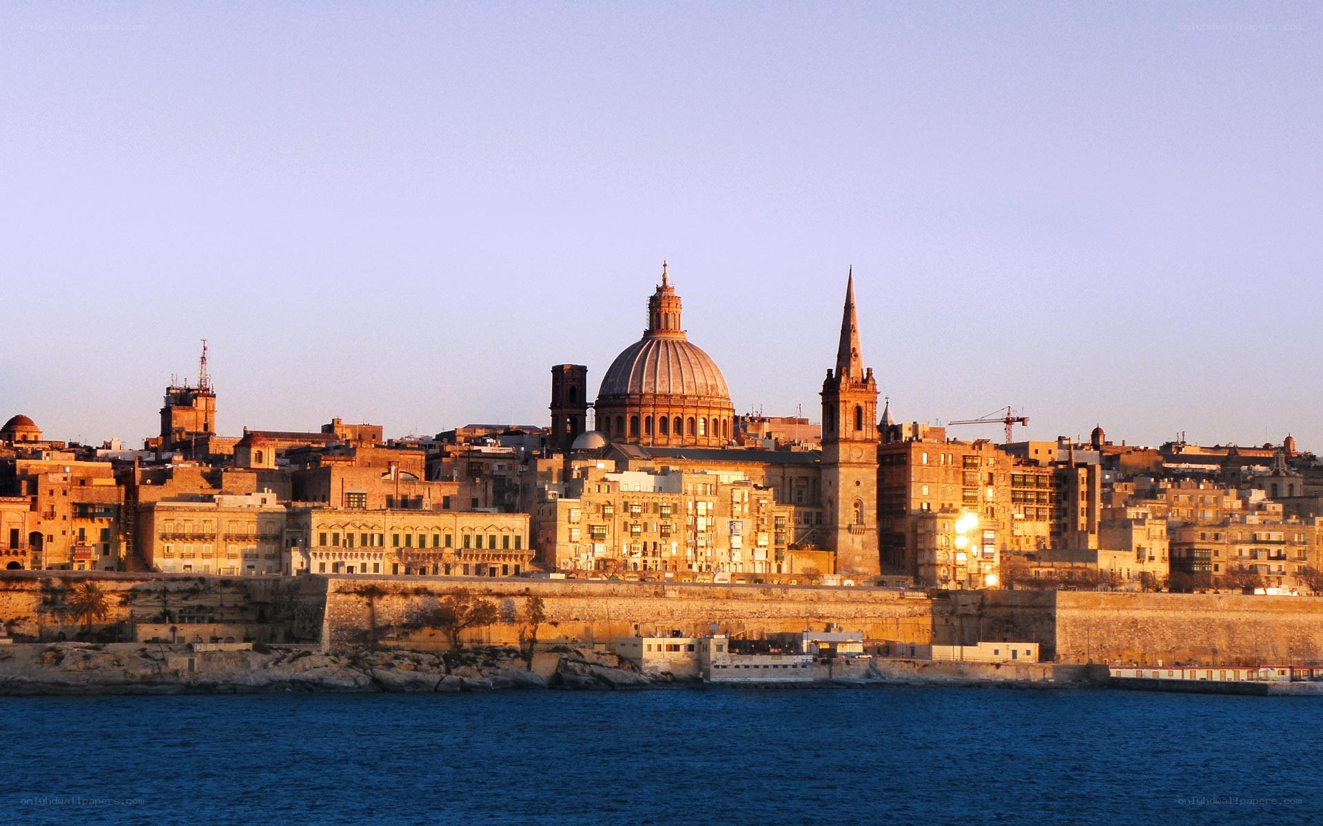 Valletta skyline at sunset