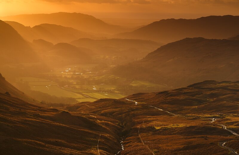 Valley Landscape at Sunset — Orange