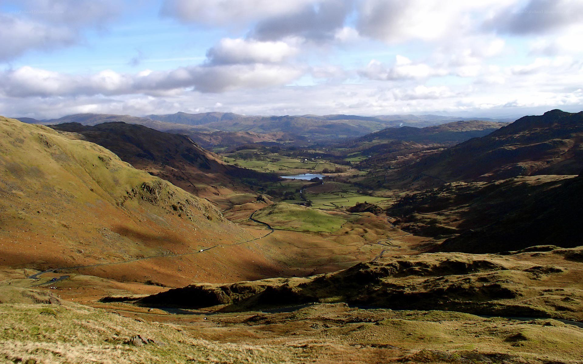 valley landscape with hills