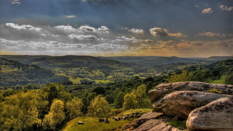 valley landscape with rocks
