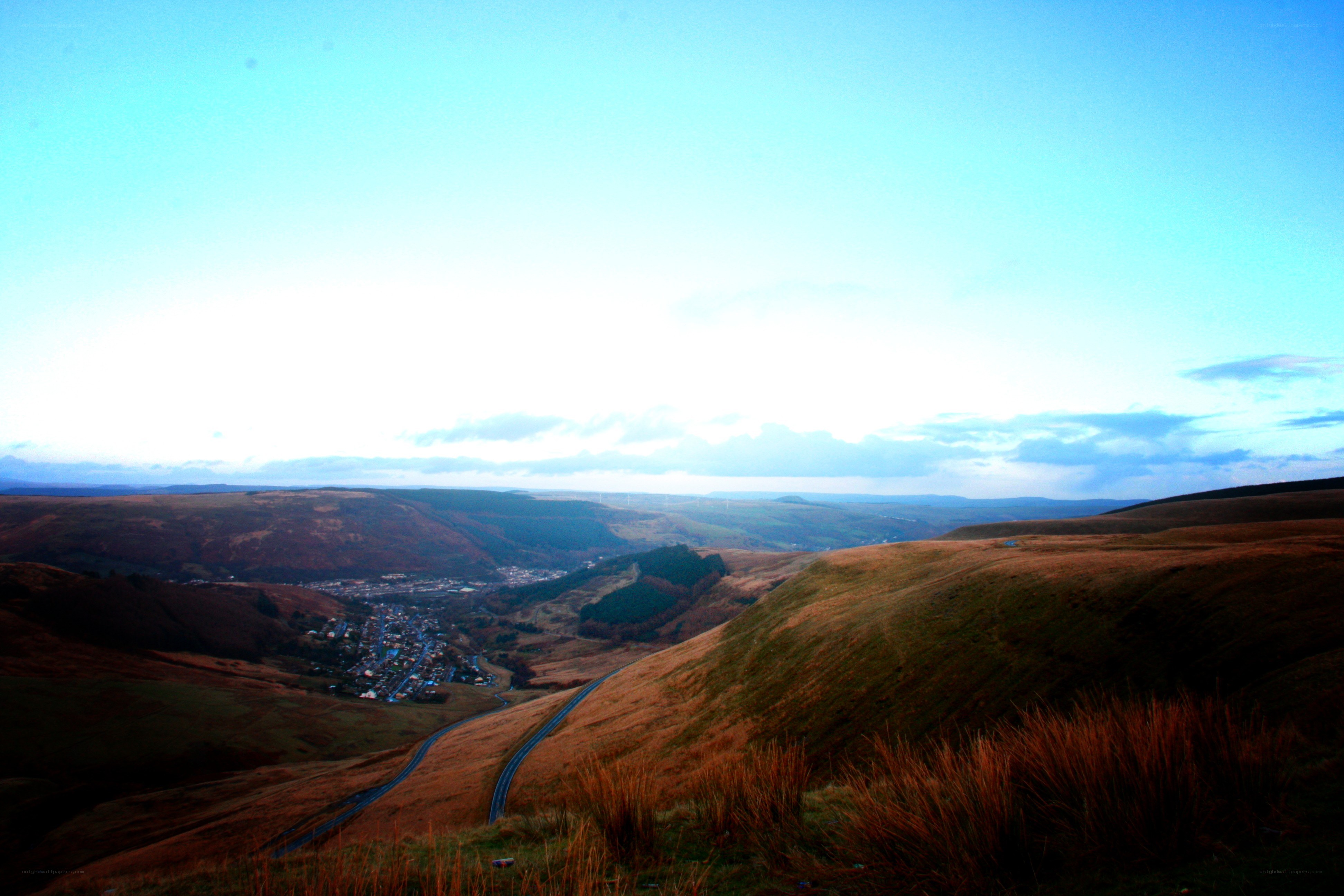 valley town from hilltop view