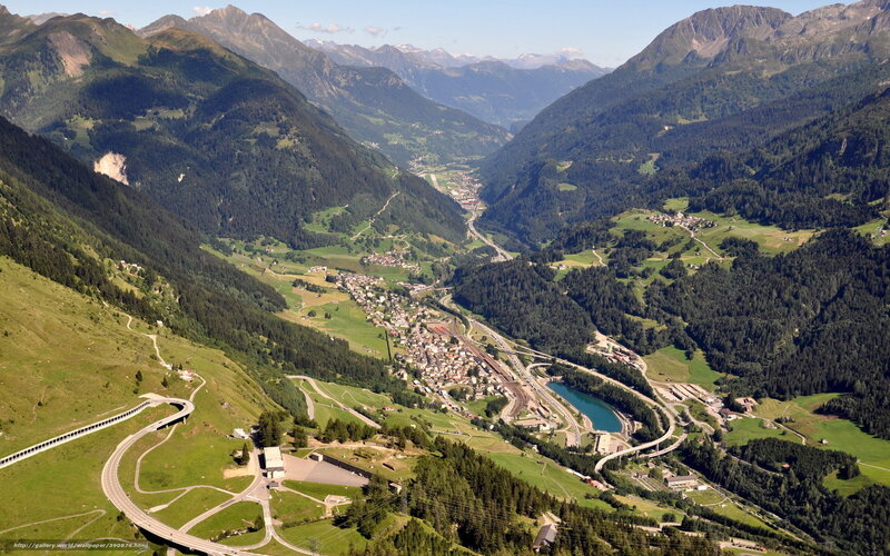valley town in alpine mountains