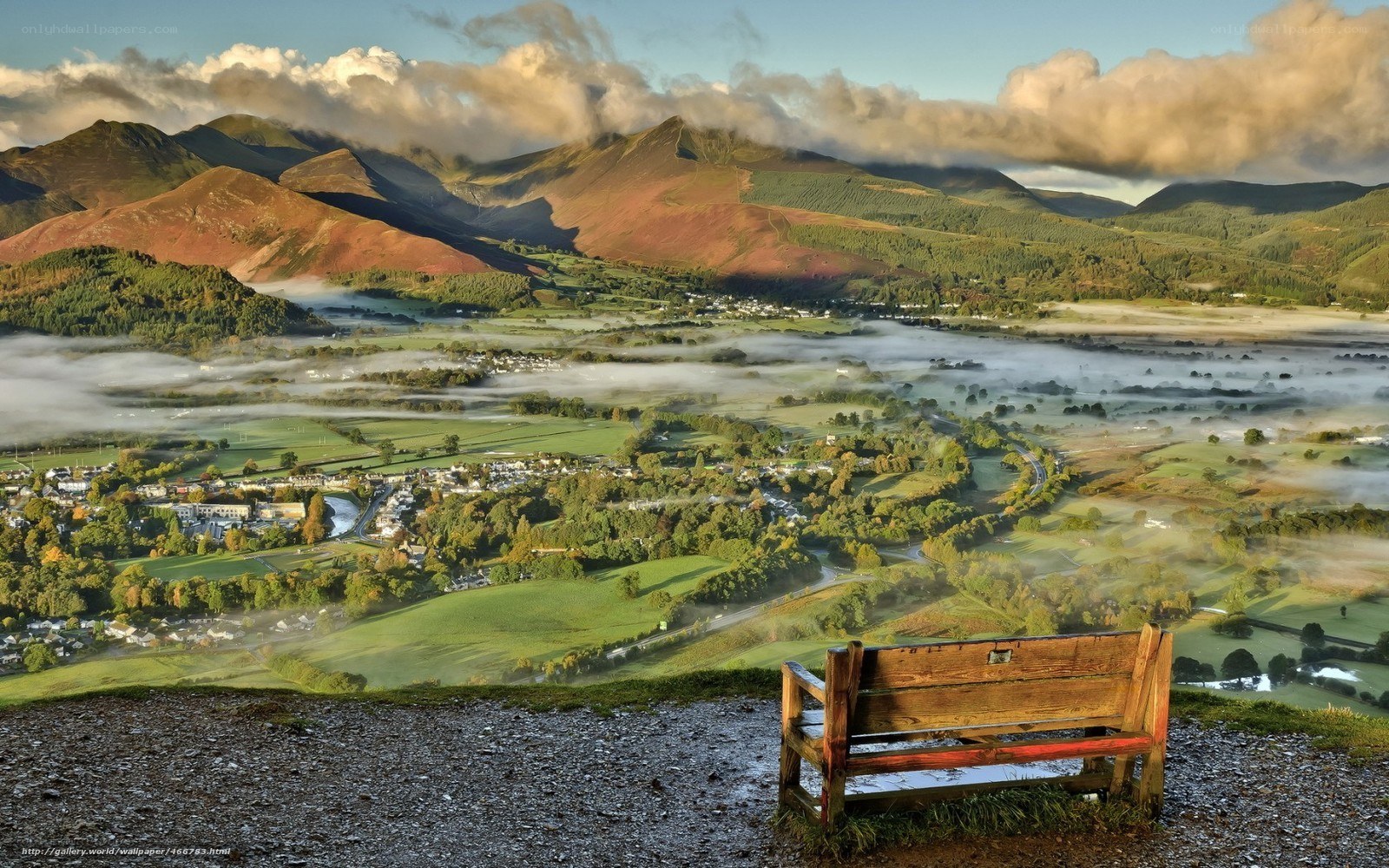 Valley view from a bench