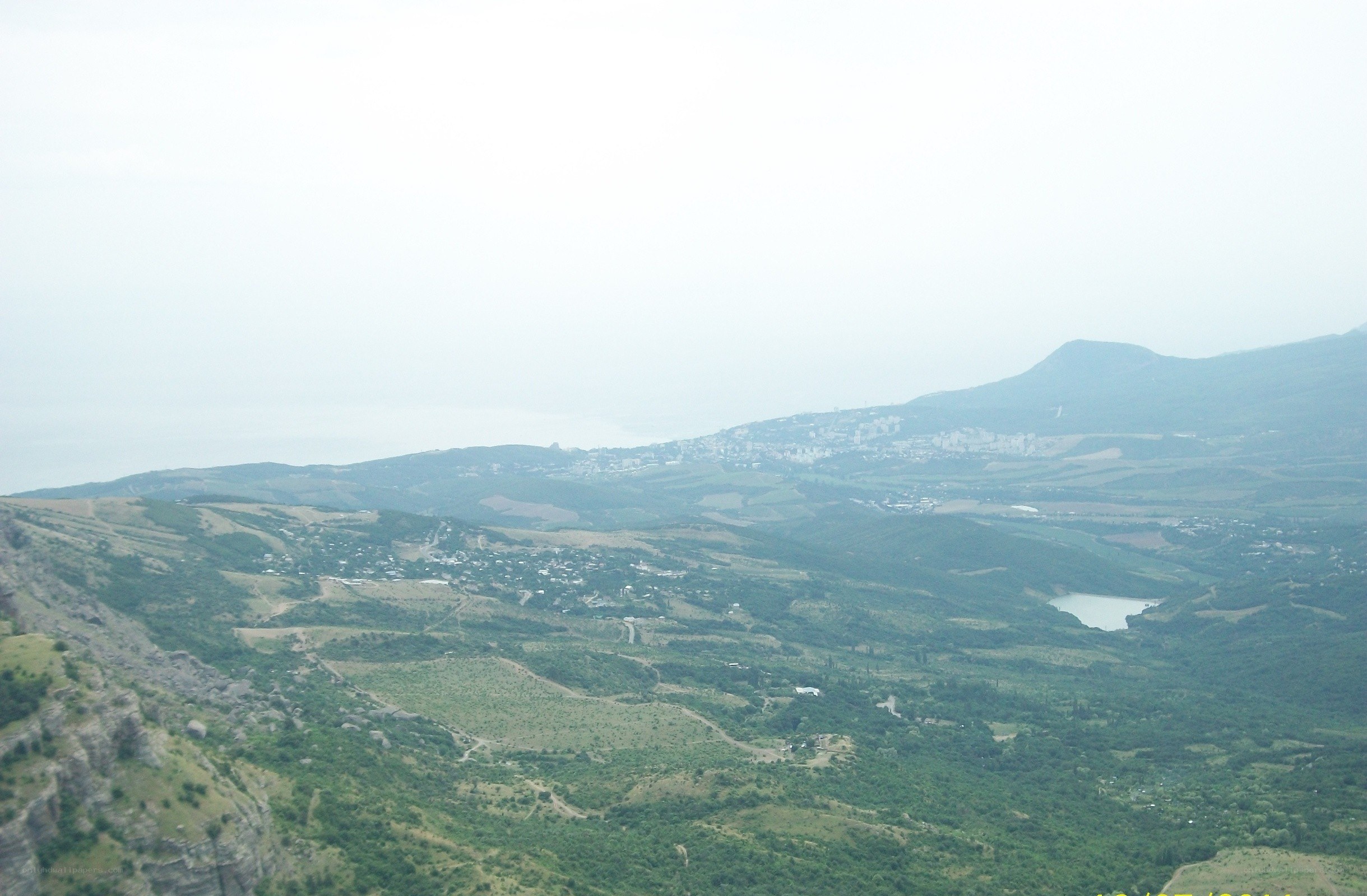 valley view with town and lake