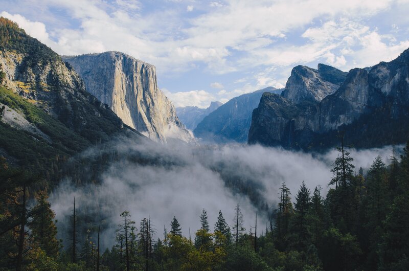 Valley with Fog and Mountains — Green, Serene, Morning