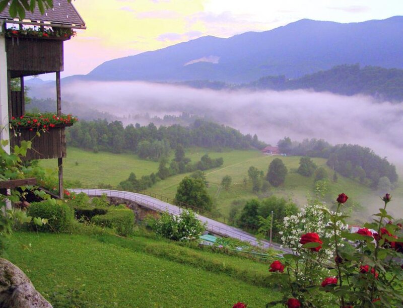 Valley with Fog and Mountains — Green