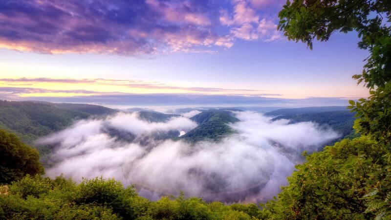 Valley with Fog and River — Purple
