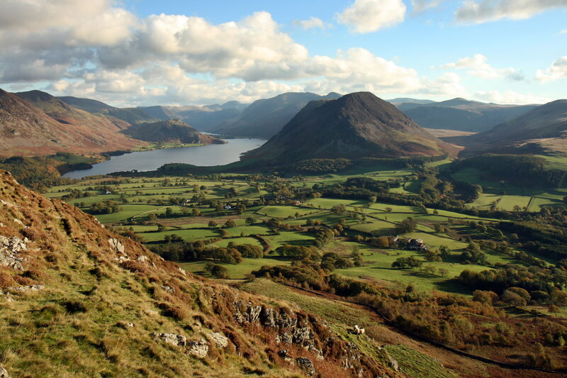 Valley with Lake and Mountains — Green, Serene