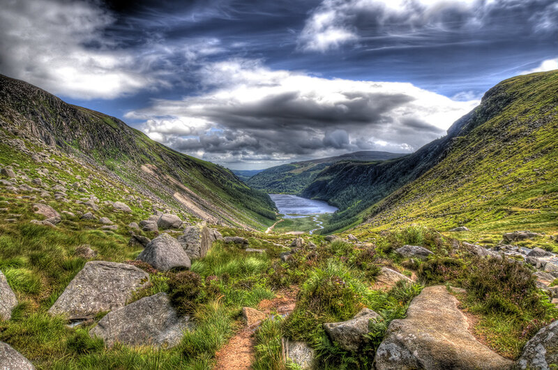Valley with Lake and Mountains — Green