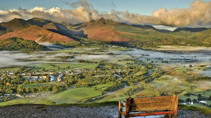 Valley with Mist and Mountains