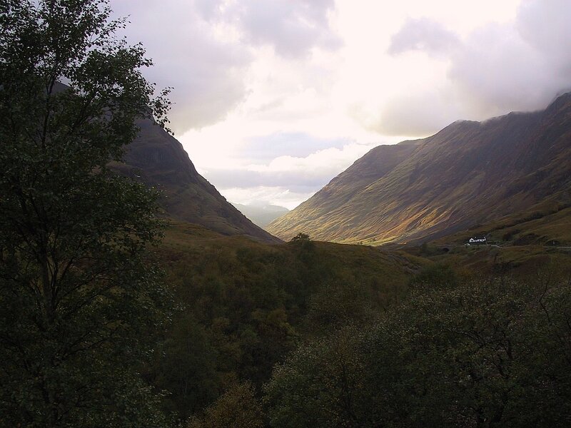 valley with mountains and clouds