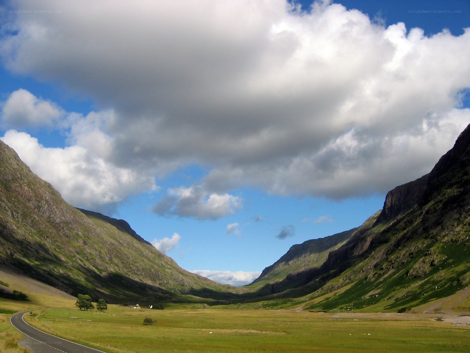 valley with mountains and road