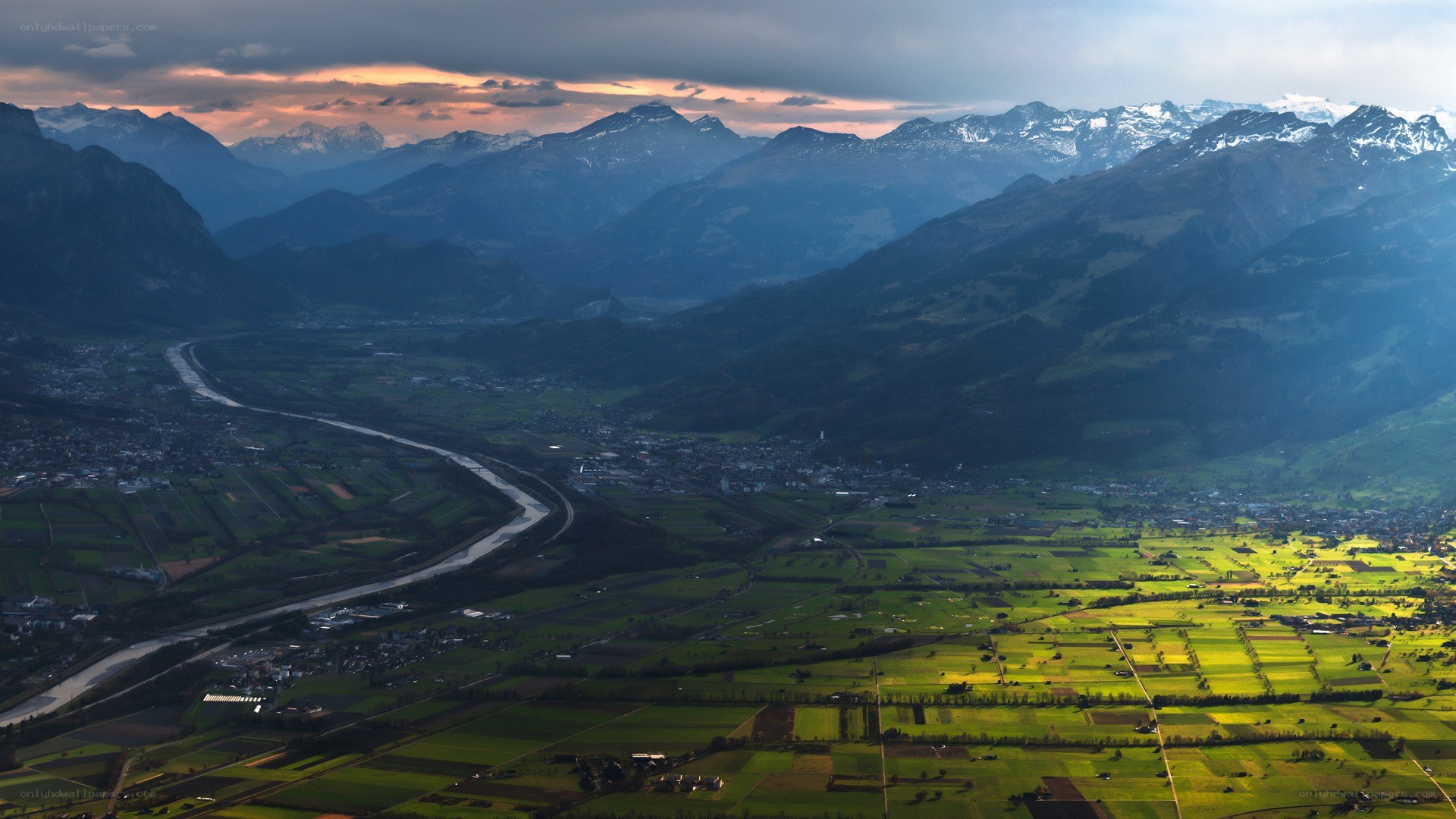 valley with river and mountains