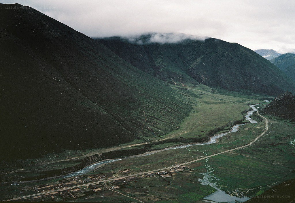 valley with river and mountains
