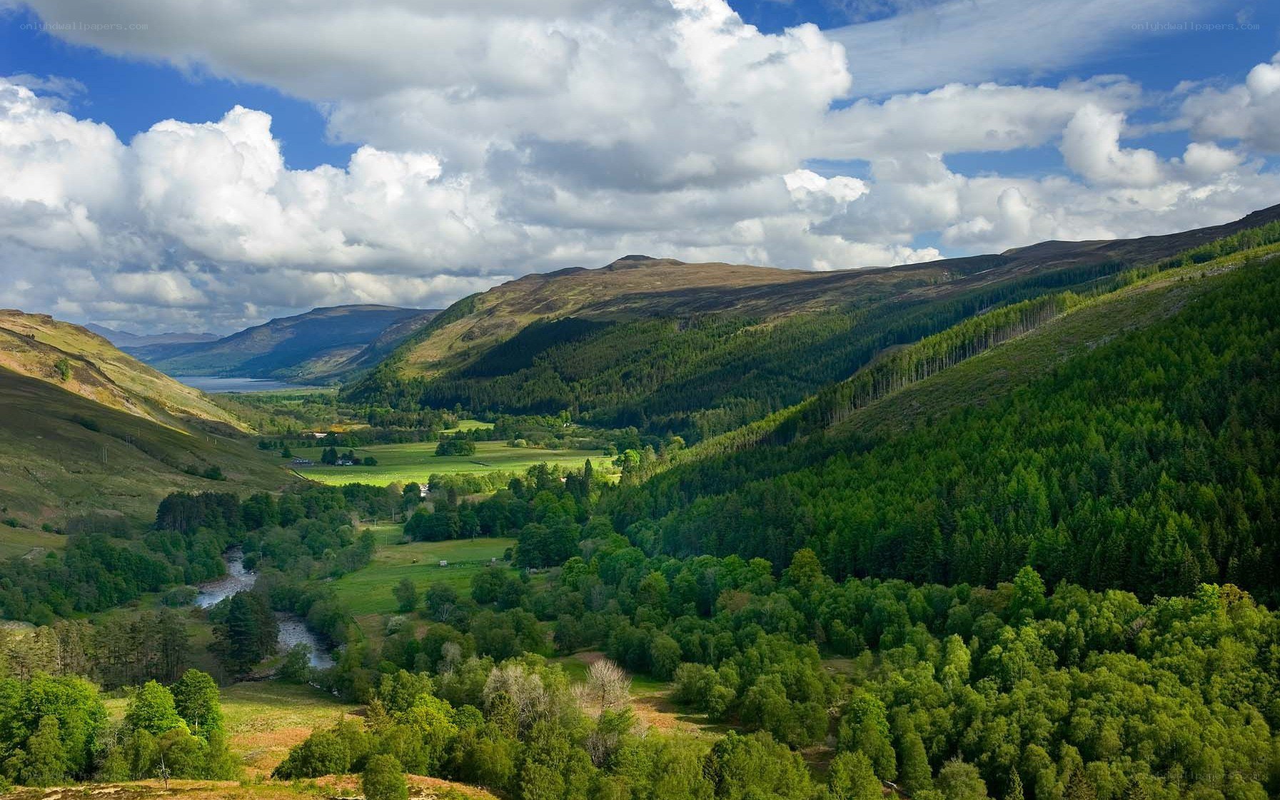valley with river and mountains