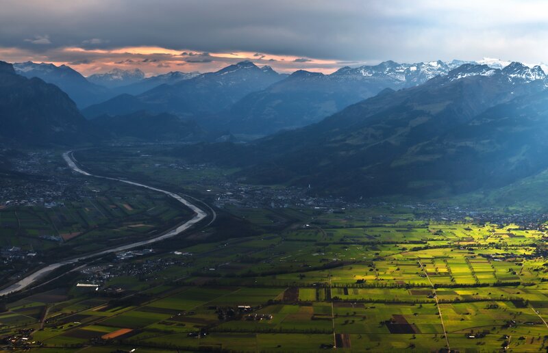 valley with river and mountains