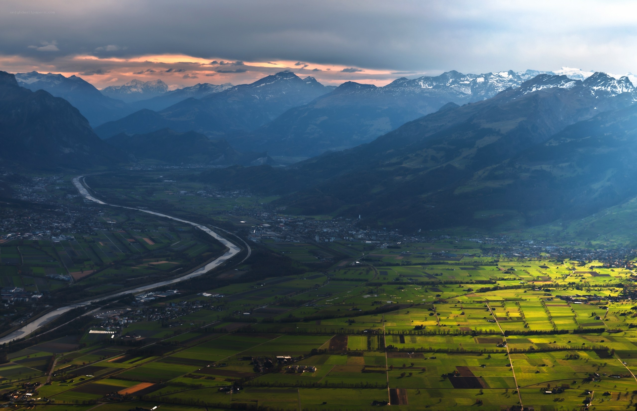 valley with river and mountains