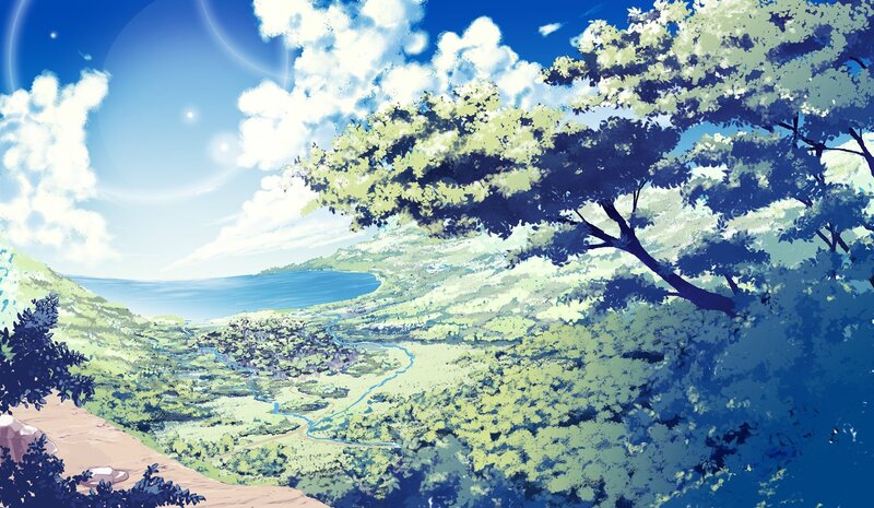 Valley with River and Sea