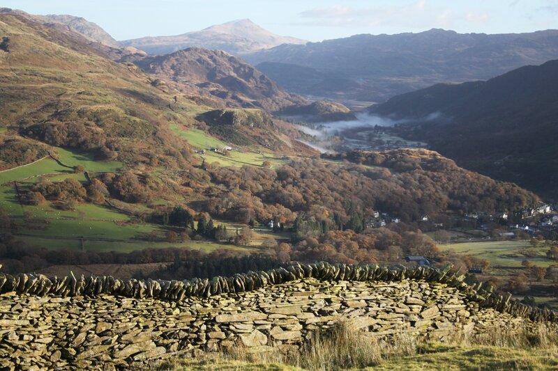 valley with stone wall