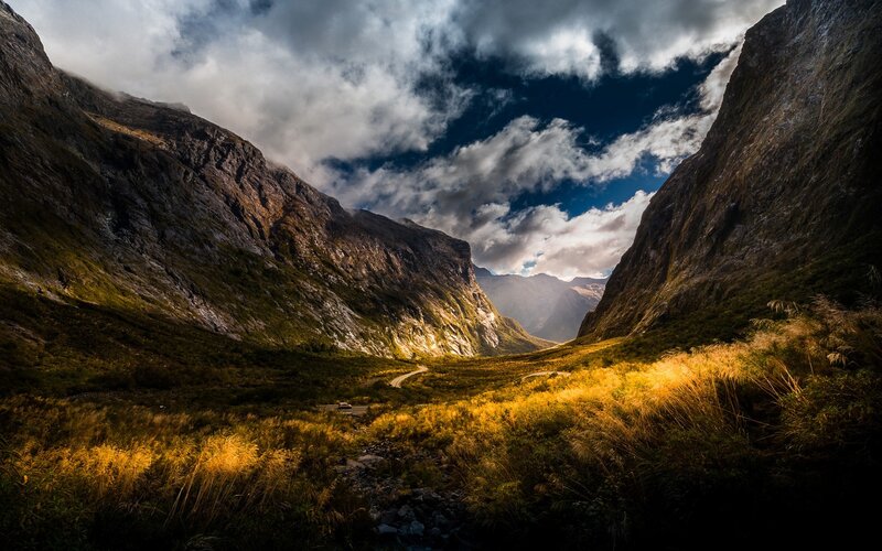 Valley with Winding Road — Green