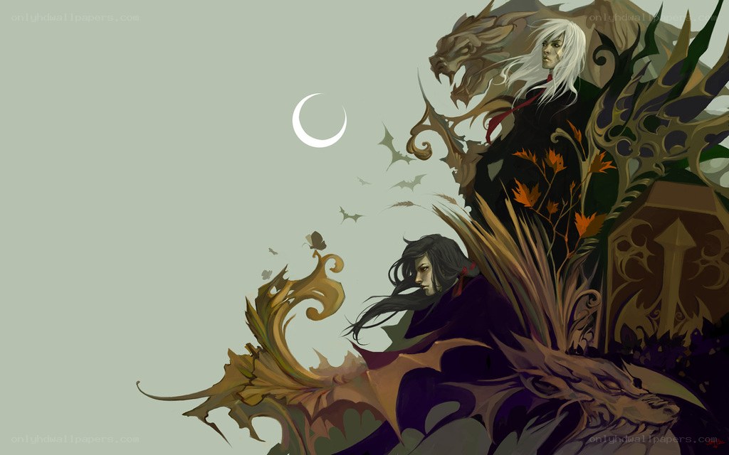 Vampire and Dragon Fantasy Art