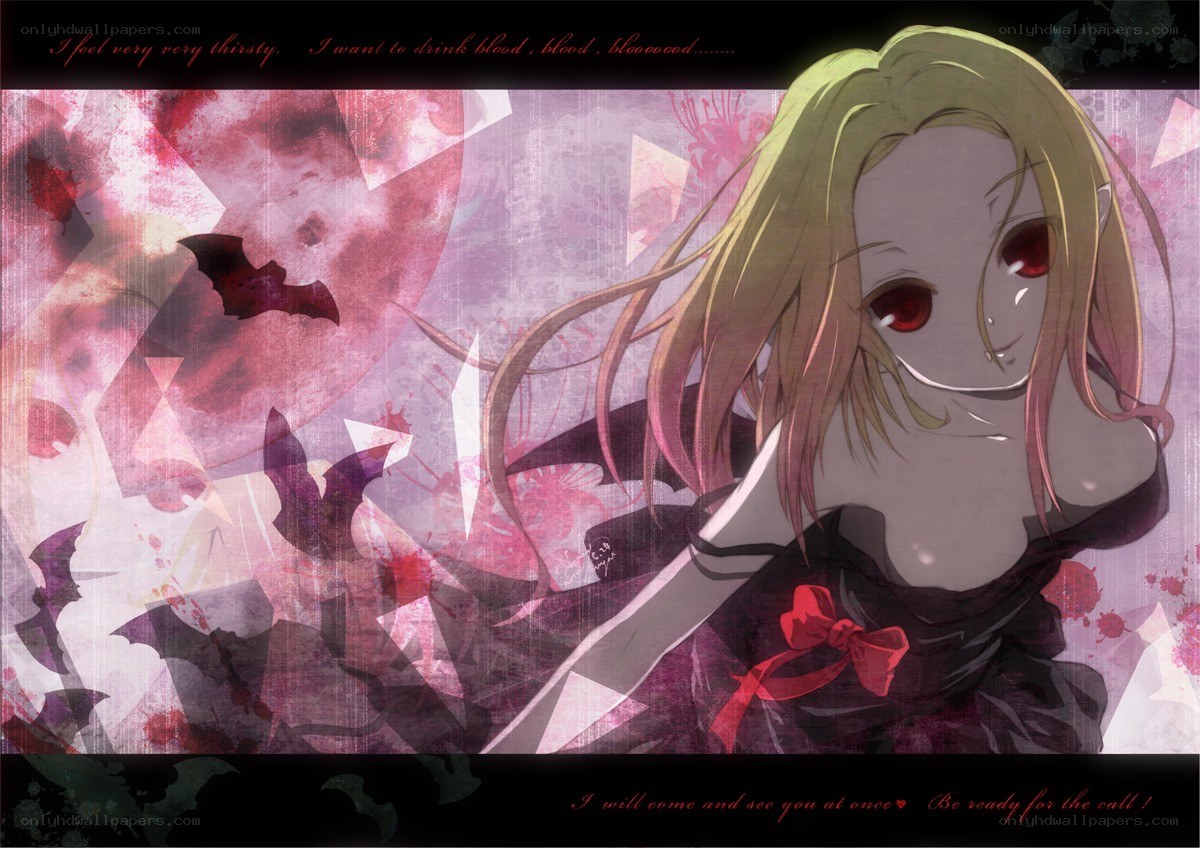 Vampire anime girl with bats